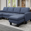 U Shaped Sofa Coch 4 Seat Sofa With Chaise Polyester Fabric For Living Room Apartment Office Blue Blue Primary Living Space Soft Eucalyptus Foam Linen 4 Seat