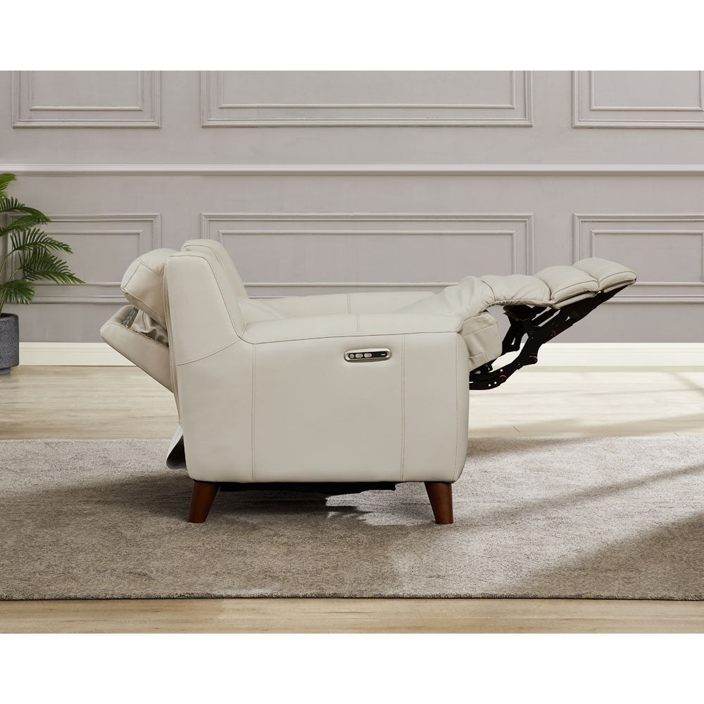 Torino Power Headrest Top Grain Leather Zero Gravity Recliner Off White Genuine Leather Power Push Button Wood Primary Living Space Medium Firm Tight Back Mid Century Modern Push Button Eucalyptus Pillow Top Arms Memory Foam Leather