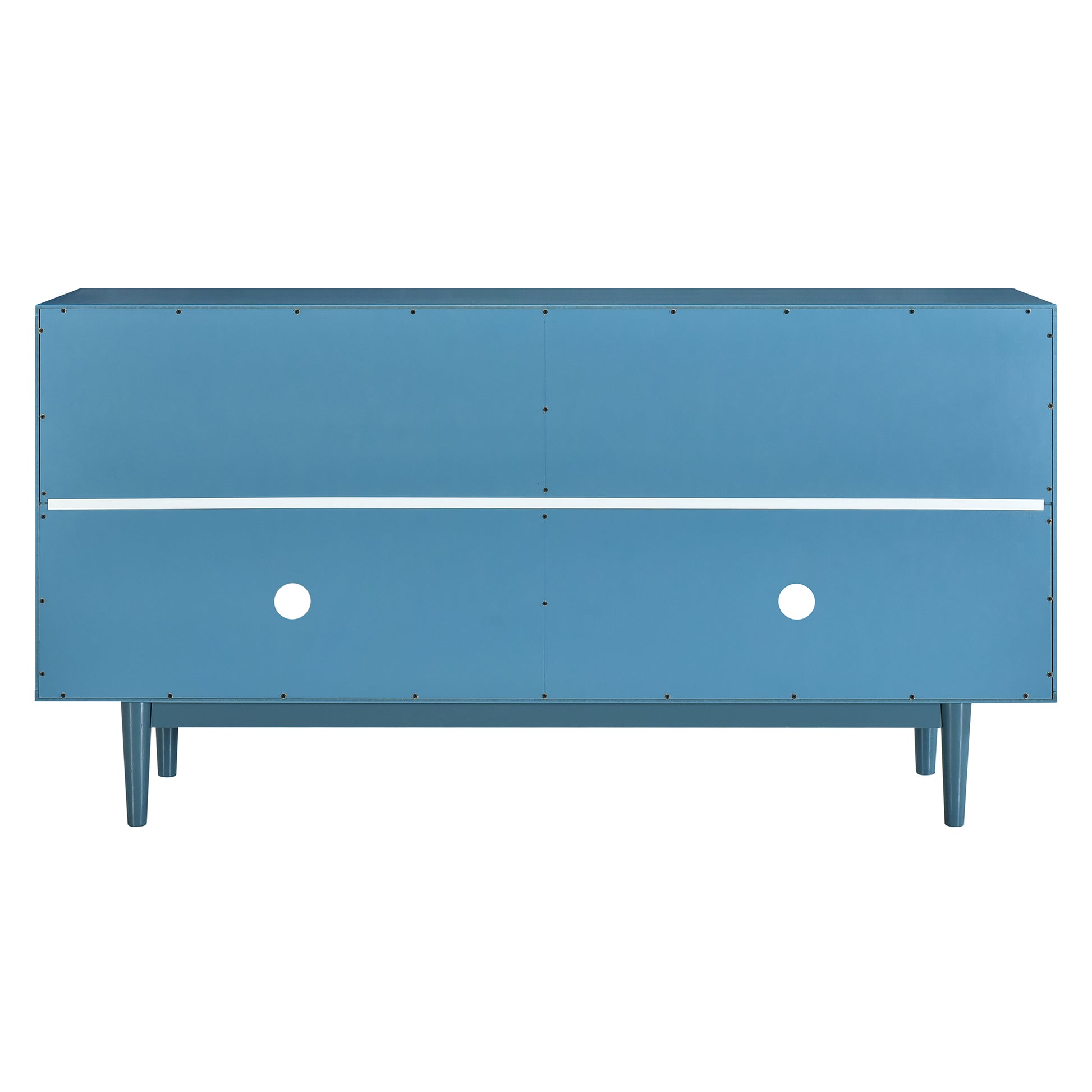 Modern 4 Door Sideboard With Convex Pattern Doors And 2 Silver Handle For Living Room, Dining Room, Kitchen Navy Navy Mdf