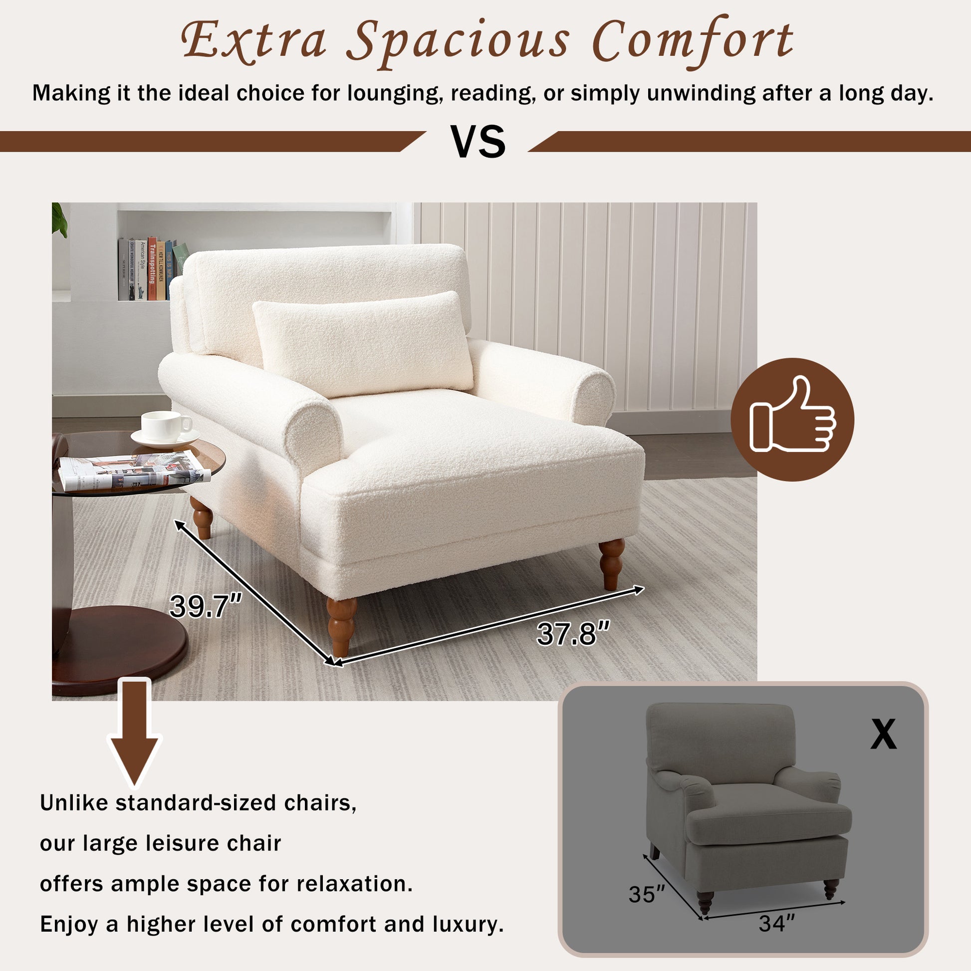 Mirod Elegant Circular Armrests, Ergonomic Lumbar Support, Vintage Roman Column Legs, Luxurious Large Size, Enhances Living Room Aesthetics, For Living Room,Bedroom And Study Beige Boucle