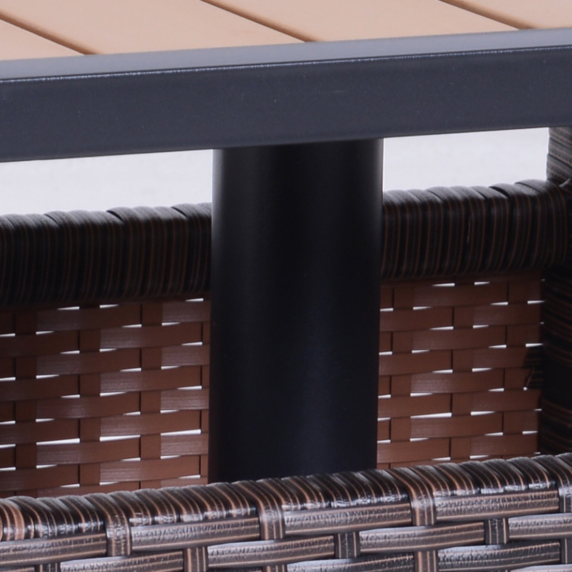 Outsunny 22'' Rattan Wicker Side Table With Steel Frame, Umbrella Insert Hole, Sand Bag For Outdoor, Patio, Garden, Backyard, Brown Brown Rattan