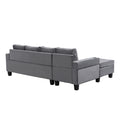 Sectional Sofa Set For Living Room With L Shape Chaise Lounge ,Cup Holder And Left Hand With Storage Chaise Modern 4 Seat Grey Grey Fabric 4 Seat