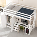 Twin Size Loft Bed With Wardrobe, Desk And Storage Drawers, White Twin White Pine