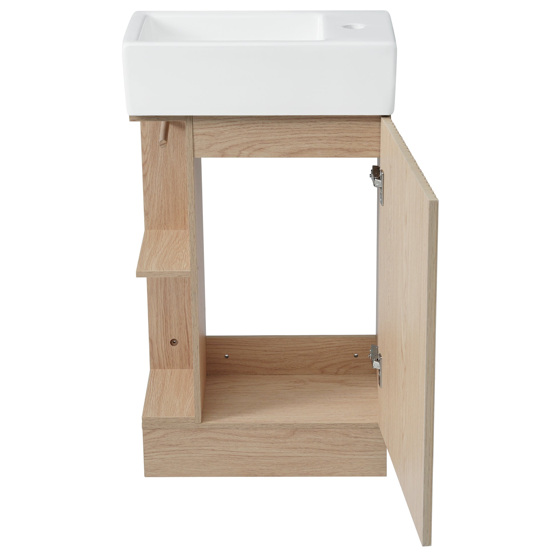 18.6" Bathroom Vanity With Sink, Bathroom Vanity Cabinet With Two Tier Shelf, Left Or Right Orientation, Natural Natural Mdf