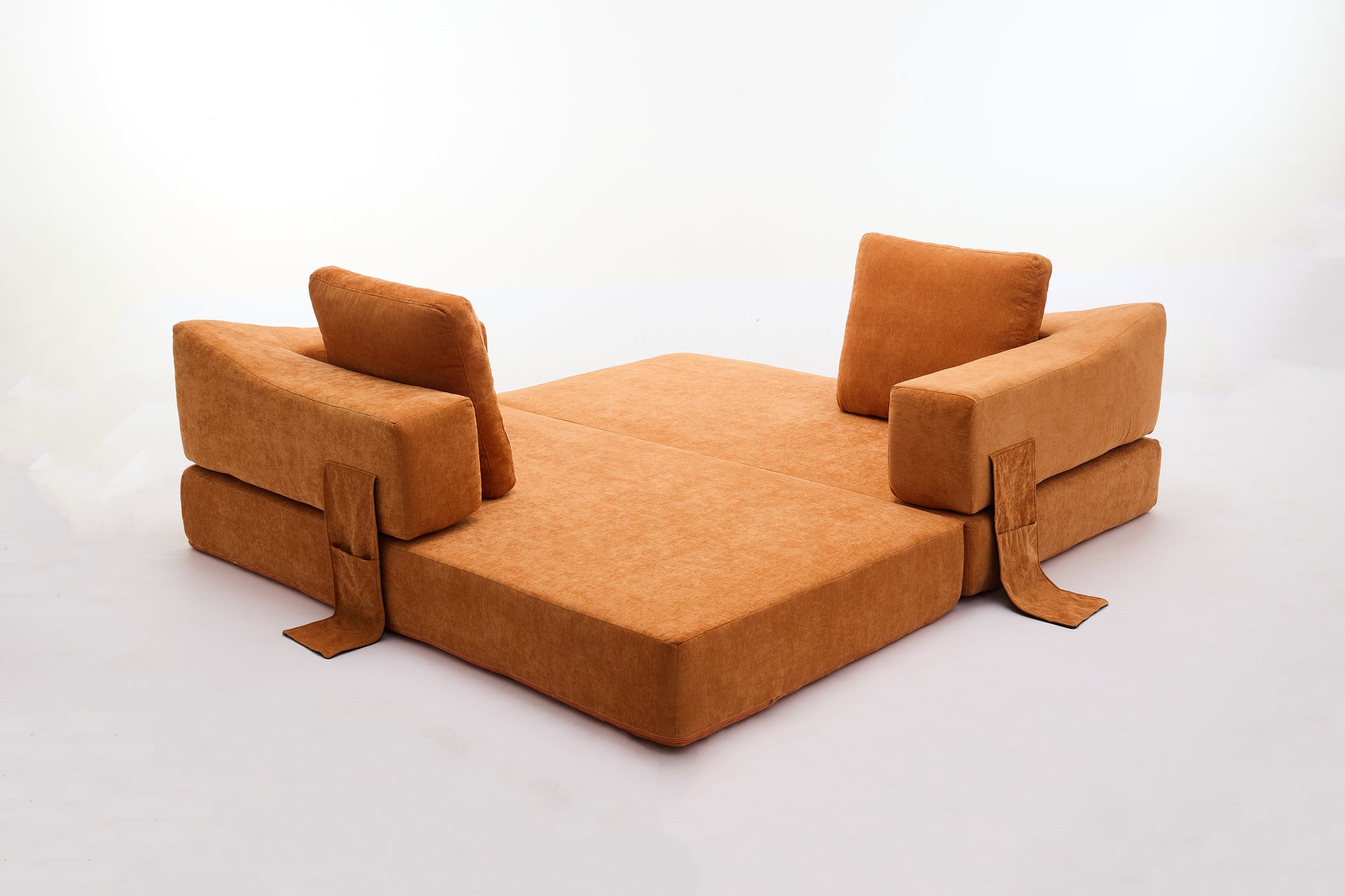 Modern Minimalist Sofa, Fold Out Sofa Bed, Convertible Chair Floor Couch & Sleeping Mattress For Living Room, Bedroom, Apartment, Removable Backrest, Orange Orange Chenille Soft Vintage Chenille 2 Seat