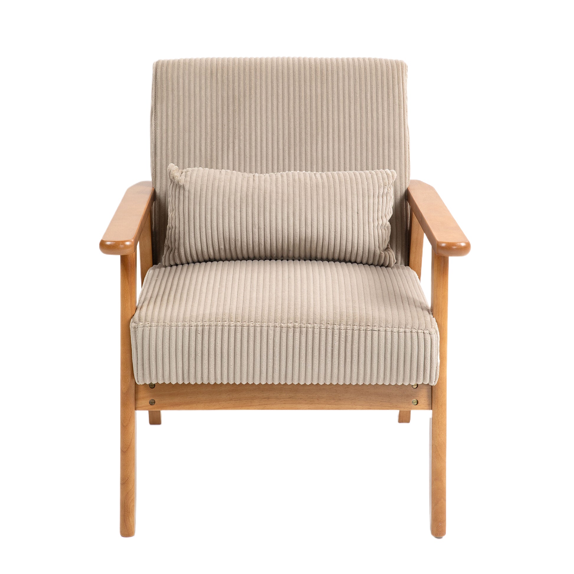 Leisure Chair With Solid Wood Armrest And Feet, Leisure Chair, Wood Frame, Velvet, L, Solid Rubber Wood Legs, Mid Century Modern Accent Chair, For Living Room Bedroom Studio Chair Camel Corduroy