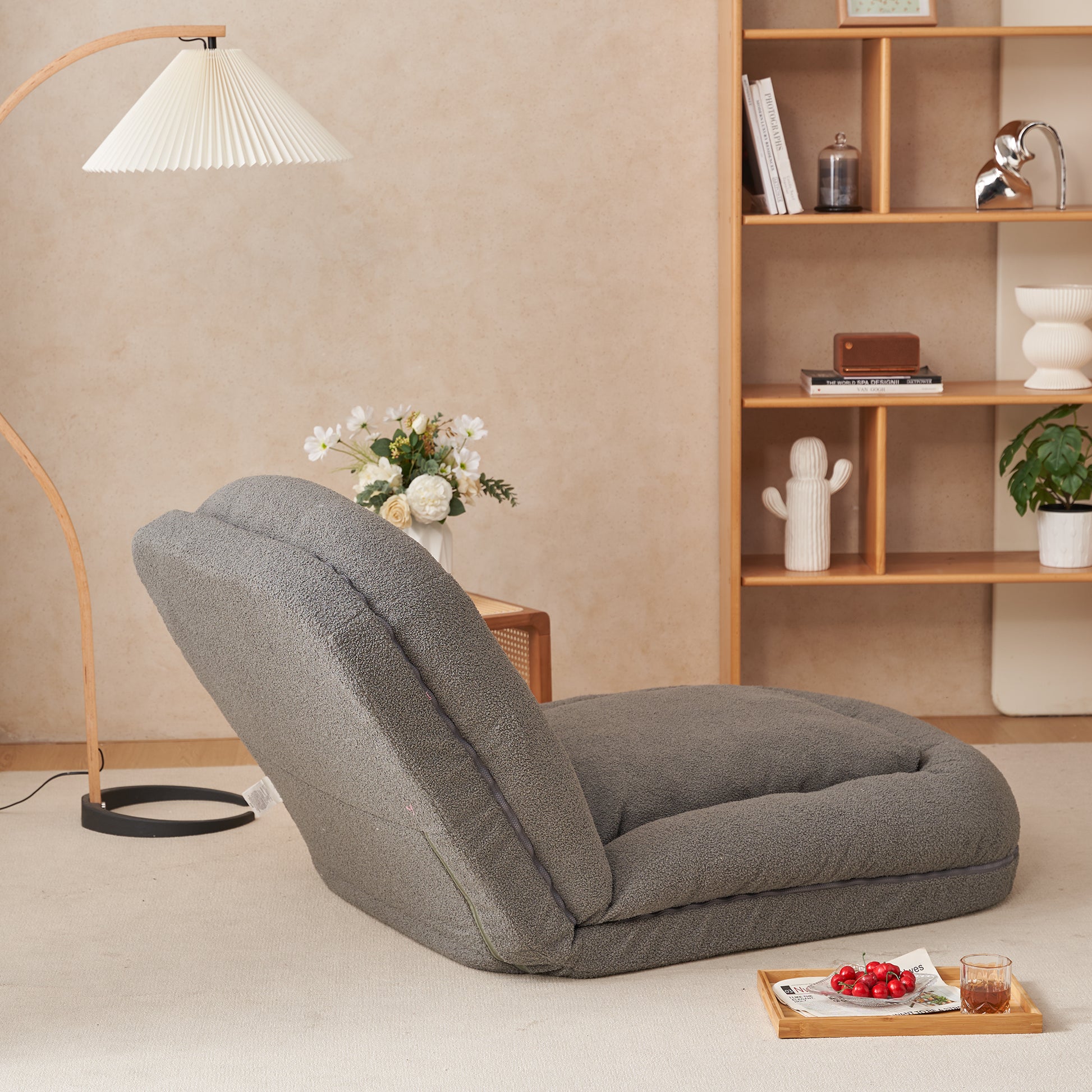 Triple Fold Down Sofa Bed,Gy Grey Metal Cotton Metal