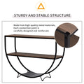 Rustic Industrial Design Demilune Shape Textured Metal Distressed Wood Console Table Dark Brown Dark Brown Mdf
