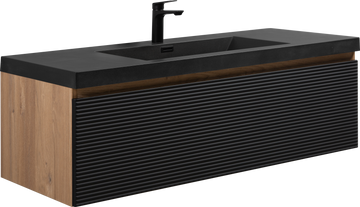 48" Floating Bathroom Vanity With Sink, Modern Wall Mounted Bathroom Storage Vanity Cabinet With Countertop And Soft Close Drawers, Ink Black Cruis 48 Black Wood