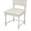 Vintage Traditional 2 Piece Upholstered Dining Chairs With Padded Backs, Cream Cream Dining Room Traditional Rubberwood Foam Rubber Wood