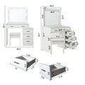 White Color Adjustable Dressing Table With 4 Drawers Matte White White Drawer 5 Drawers & Above Bedroom Extra Deep Drawers Modern 2 Or Less Poplar Mirror Included White Particle Board Mdf