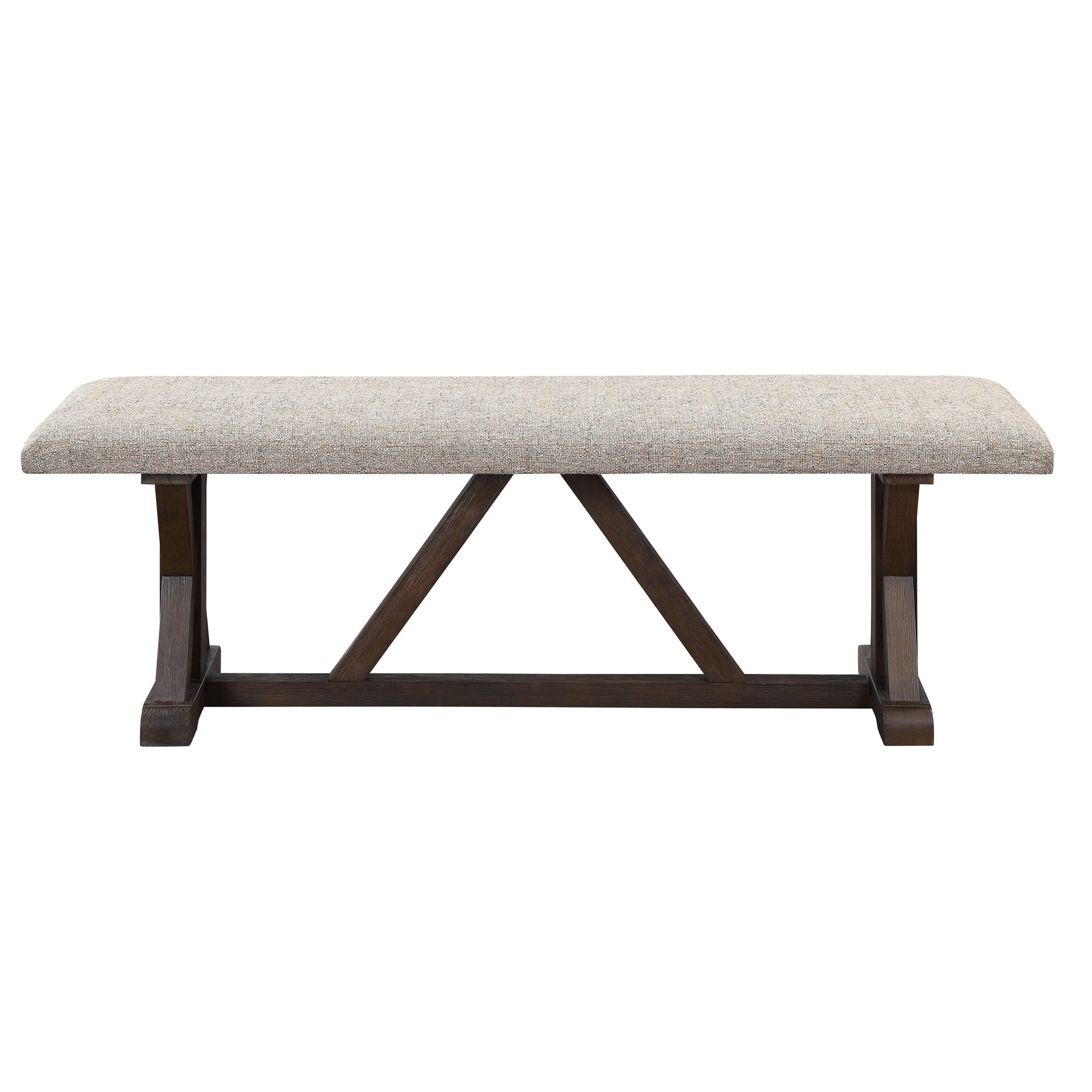 Grey And Rustic Brown Bench With Upholstered Seat Grey,Rustic Brown Dining Room Wood Fabric
