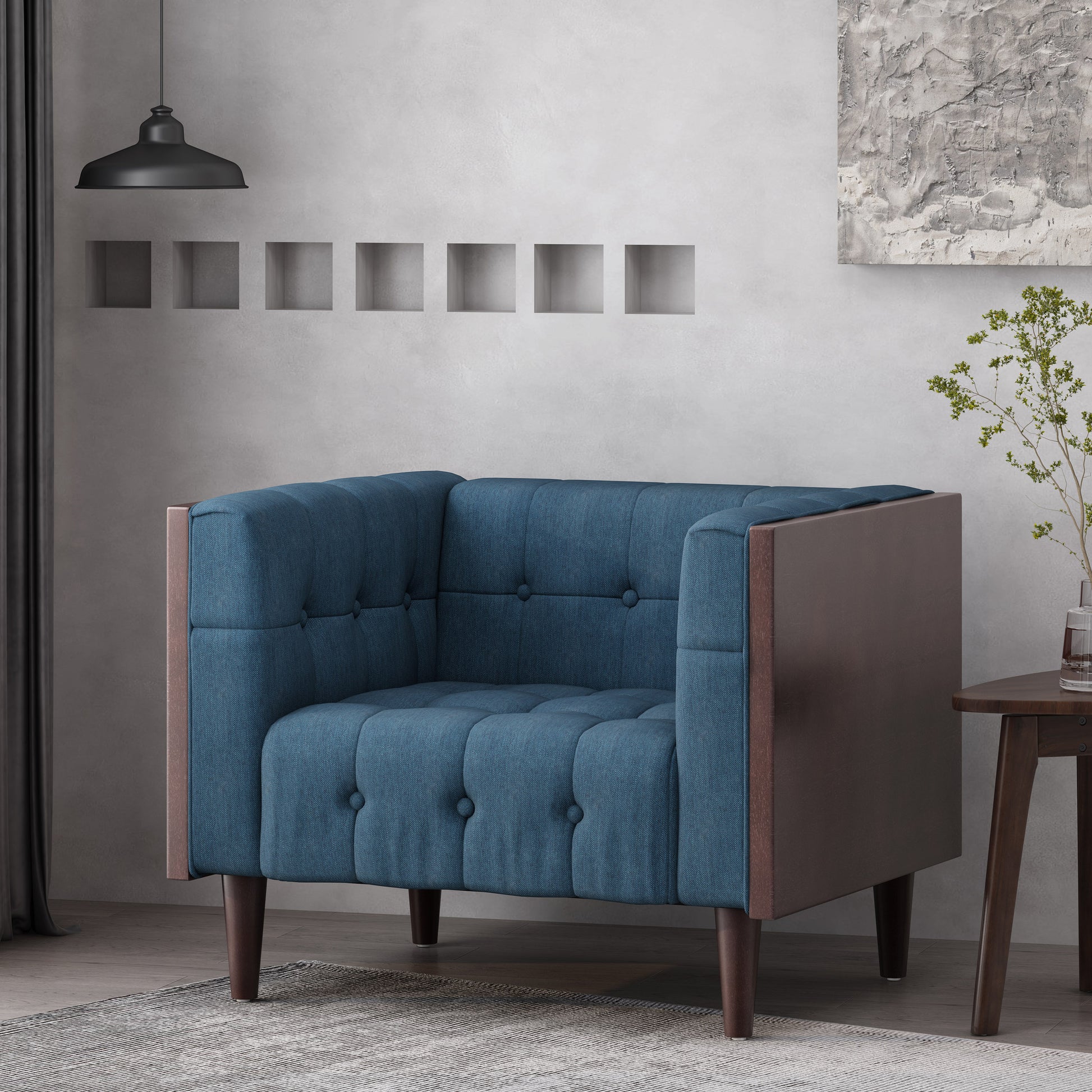 Club Chair Navy Blue Fabric