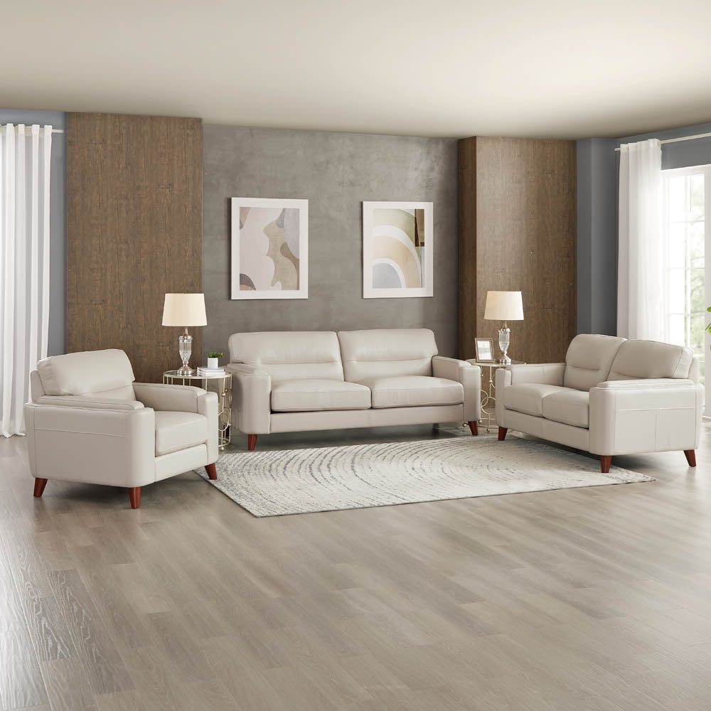 Elm Leather Chair Beige Down Filling Genuine Leather