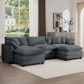 Oversized Modular Cushion Sofa, Portable Ottoman, L Shaped Corner Low Back Deep Seating Spacious Sofa Set And Sofa Bed For Home Apartment Living Room Set, Grey Corduroy Grey Corduroy 3 Seat