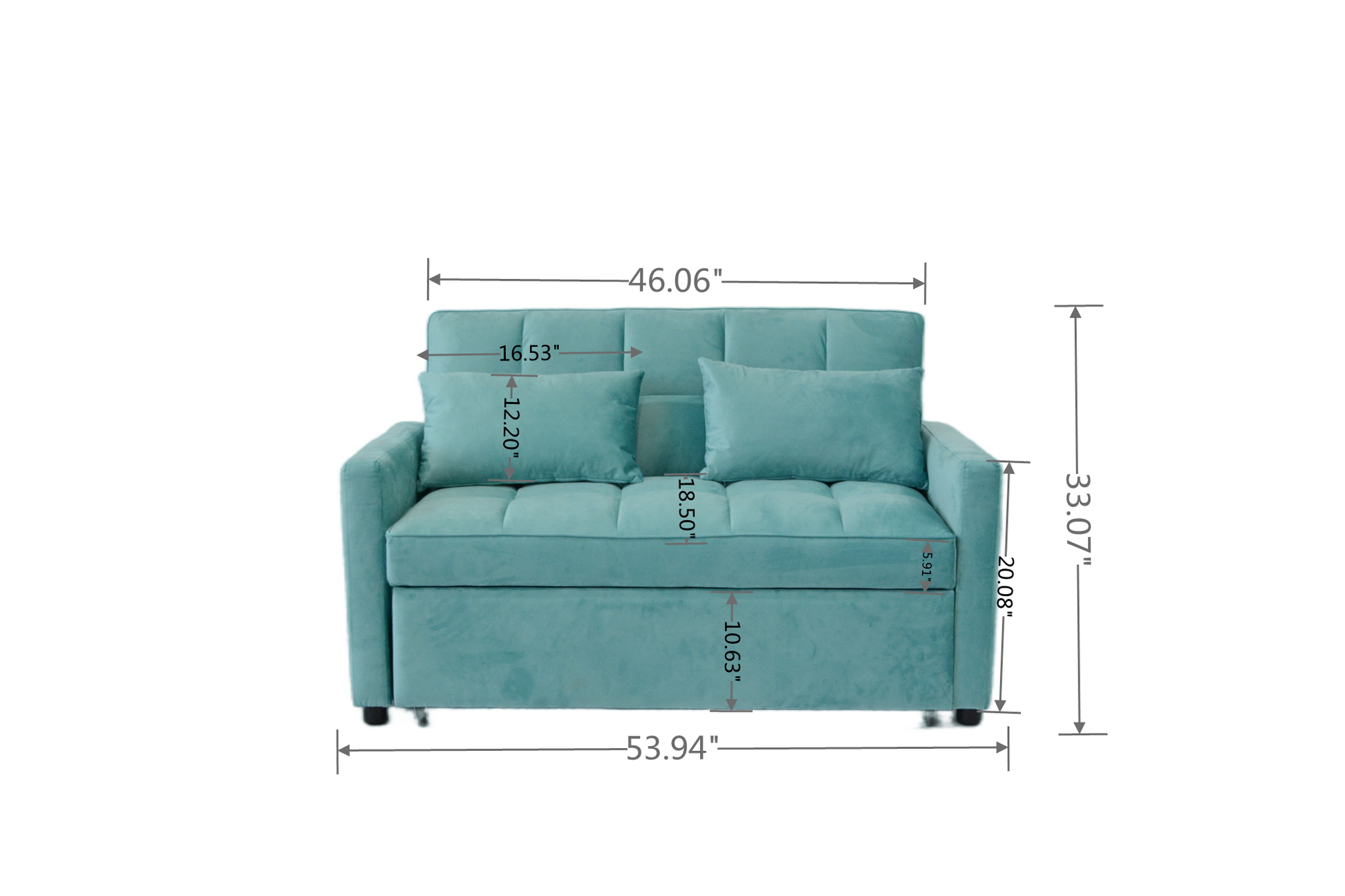 55.2" Velvet Two Seater Pull Out Sofa Bed, Adjustable Backrest With Three Usb Ports, Two Side Pockets, 3 In 1 Convertible Sleeper Sofa Bed, Modern Beautiful Seat Lounge Sofa For Living Room, Peacock Blue Brown Wood Primary Living Space Heavy Duty Pine 2