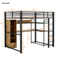 Full Size Metal Loft Bed With Built In Wardrobe, Drawer, Desk And Shelves, Black Expected Arrival Time: 9.7 Box Spring Not Required Full Black Metal Wood Metal