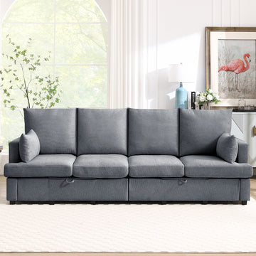 Modern Modular Sofa, 4 Seat Chenile Sectional Couch Set With 2 Pilows Lncluded, Freely Combinableindoor Funiture For Living Room,Apartment, Office, 3 Colors Light Gray Chenille Metal Primary Living Space Medium Soft Loose Back Modern Poplar Foam Plywood