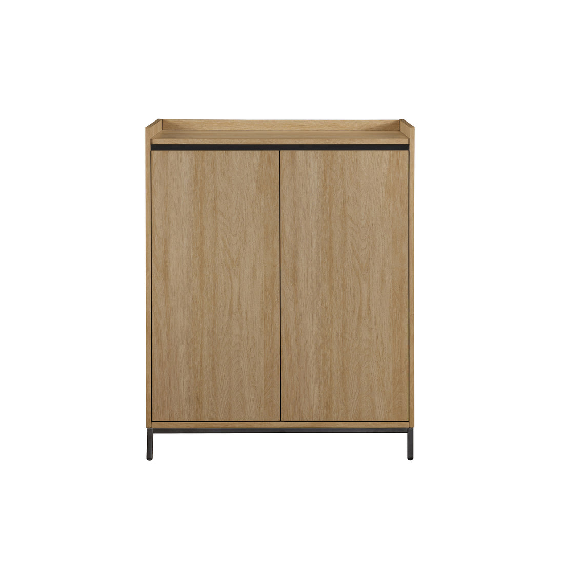 Contemporary Minimalist 2 Door Accent Cabinet Coastal Oak Light Brown Mdf Mdf
