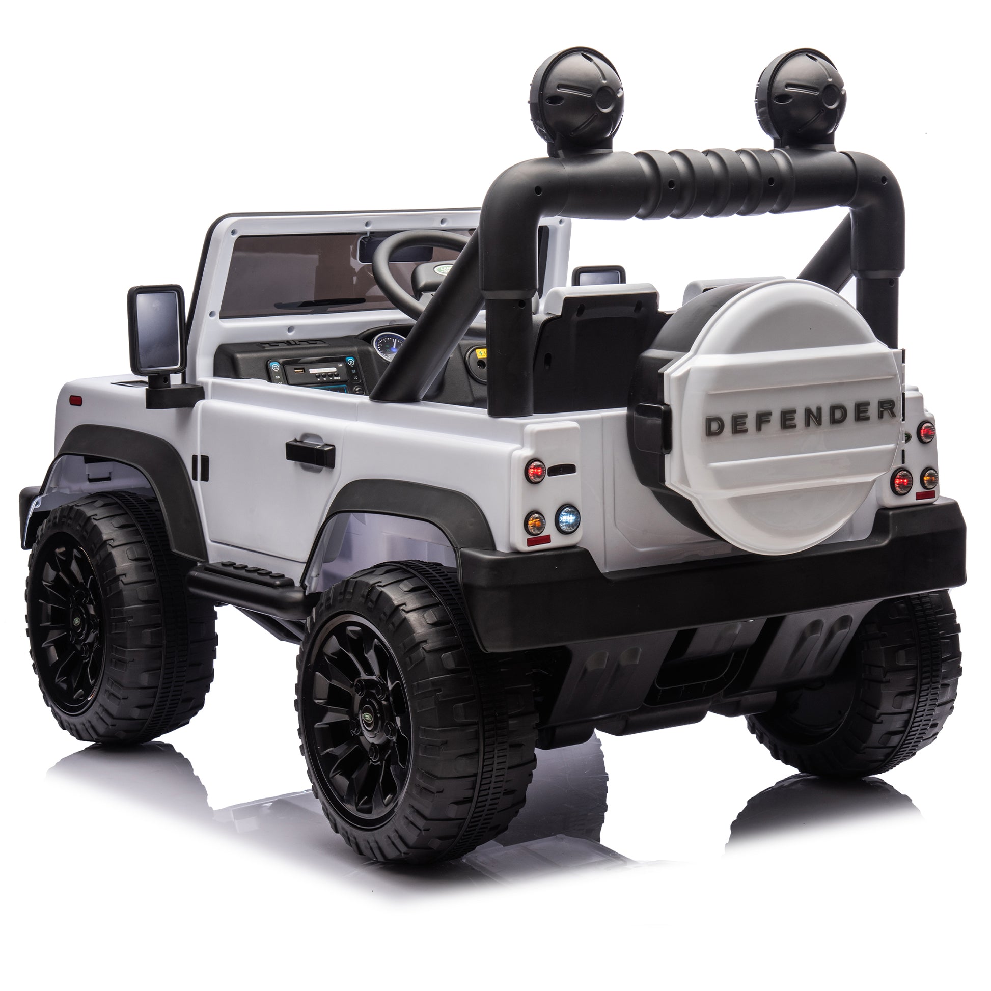 Licensed Land Rover Defender Volta 5008 24V Kids Ride On Car W Parents Control,2Wd,Four Wheel Suspension,Bluetooth,Mp3,Music,Adjustable Volume,Power Display,Led Lights,Speeds 1.86 3.11Mph For Kids 3 7 White Polypropylene