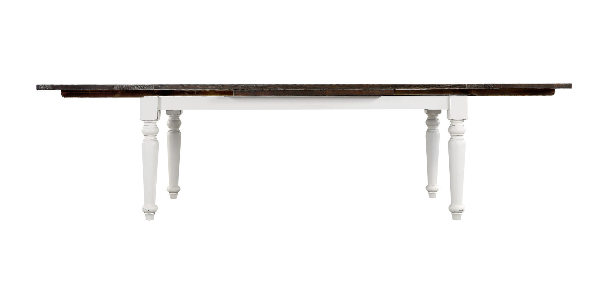 Mountina Brown And White Dining Table With Leafs Brown White Solid Wood