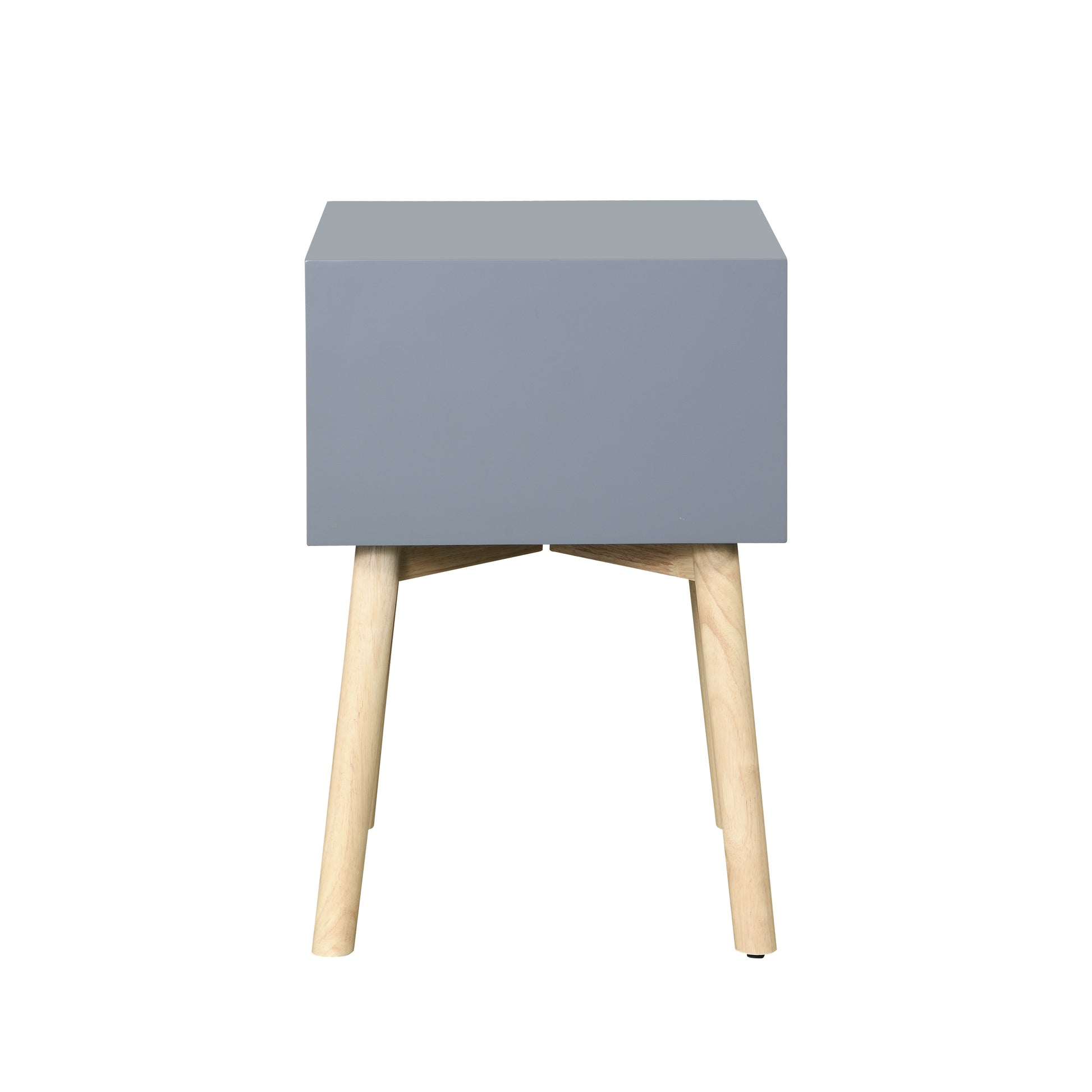 Side Table,Bedside Table With 2 Drawers And Rubber Wood Legs, Mid Century Modern Storage Cabinet For Bedroom Living Room, Gray Gray Mdf