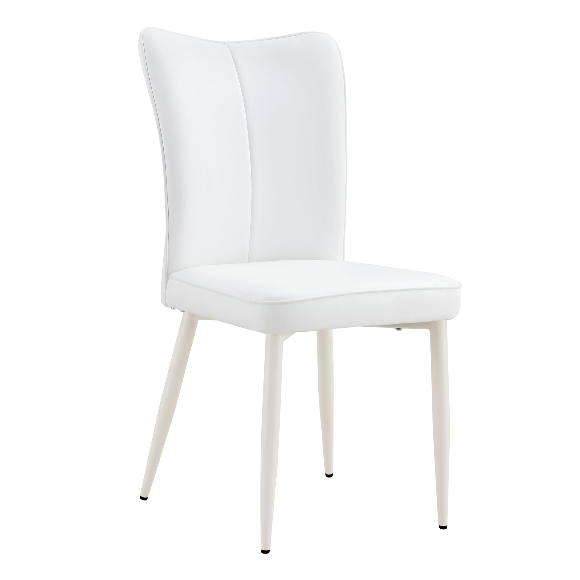 Table And Chair Set, Mdf Desktop, White Metal Table Legs, Stable And Beautiful, Suitable For Most Styles Of Home. Modern Simple Dining Table, Comfortable Seating. White Seats 4 Mdf