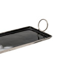 Tray With Metal And Ring Handles, Black And Silver Black Silver Metal