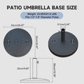 Patio Umbrella Base, Umbrella Stand Base With Adjustable Knob And 2 Durable Handles, Patio Table Umbrella Base For Outdoor 1.5'' 1.9'' Market Umbrella Heavy Duty Umbrella Holder, Black Black Resin