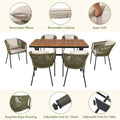 7 Pieces Patio Dining Set, All Weather Outdoor Furniture Set With Dining Table And Chairs, Acacia Wood Tabletop, Metal Frame, For For Garden, Backyard, Balcony, Green Yes Green Seats 6 Garden & Outdoor Complete Patio Sets Wood Wood Rope