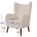 Mid Century Accent Chair, Ivory White, Modern Retro Lounge Armchair, Birch Frame, Upholstered Teddy Wool Fabric, Single Sofa Armchair For Small Spaces, Living Room, Bedroom, Reading Corner, Balcony Ivory White Espresso Primary Living Space