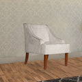Velvet Fabric Upholstered Wooden Accent Chair With Swooping Armrests, Gray And Brown Light Gray Wood Fabric