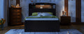Full Size Wooden Led Platform Bed With Trundle, With Storage Headboard, With Drawers, Brown Full Brown Plywood