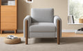 Oversized Accent Chair, Upholstered Living Room Chairs Single Sofa Chair With Walnut Legs, Curved Handrail, Grey Grey Teddy