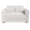 Beige Corduroy Upholstered 2 Seat Sofa W Cup Holders Sleeper Couch 1Pc Convertible Sofa W Usb Beige Corduroy Wood Primary Living Space Cushion Back Contemporary,Modern,Transitional Rubberwood Square
