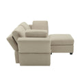 Space Saving Small Sectional Sofa With Ottoman, 2 Seater Sofa With 1 Ottoman, All Seats And Ottomans With Storage Function Beige Beige Fabric 2 Seat
