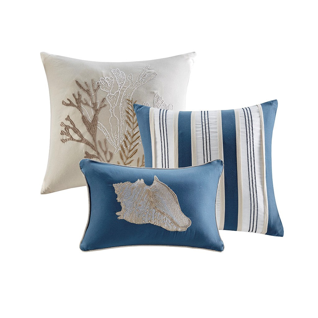 7 Piece Cotton Sateen Comforter Set Blue Queen Queen Blue Polyester