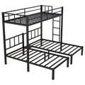 Twin Over Twin & Twin Bunk Beds For 3, Twin Xl Over Twin & Twin Bunk Bed Metal Triple Bunk Bed, Black Twin Xl Black Metal