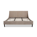 Aspen Vertical Tufted Headboard Platform Bed Set, King, Mink Beige Performance Velvet Box Spring Not Required King Mink Wood Foam Velvet Velvet