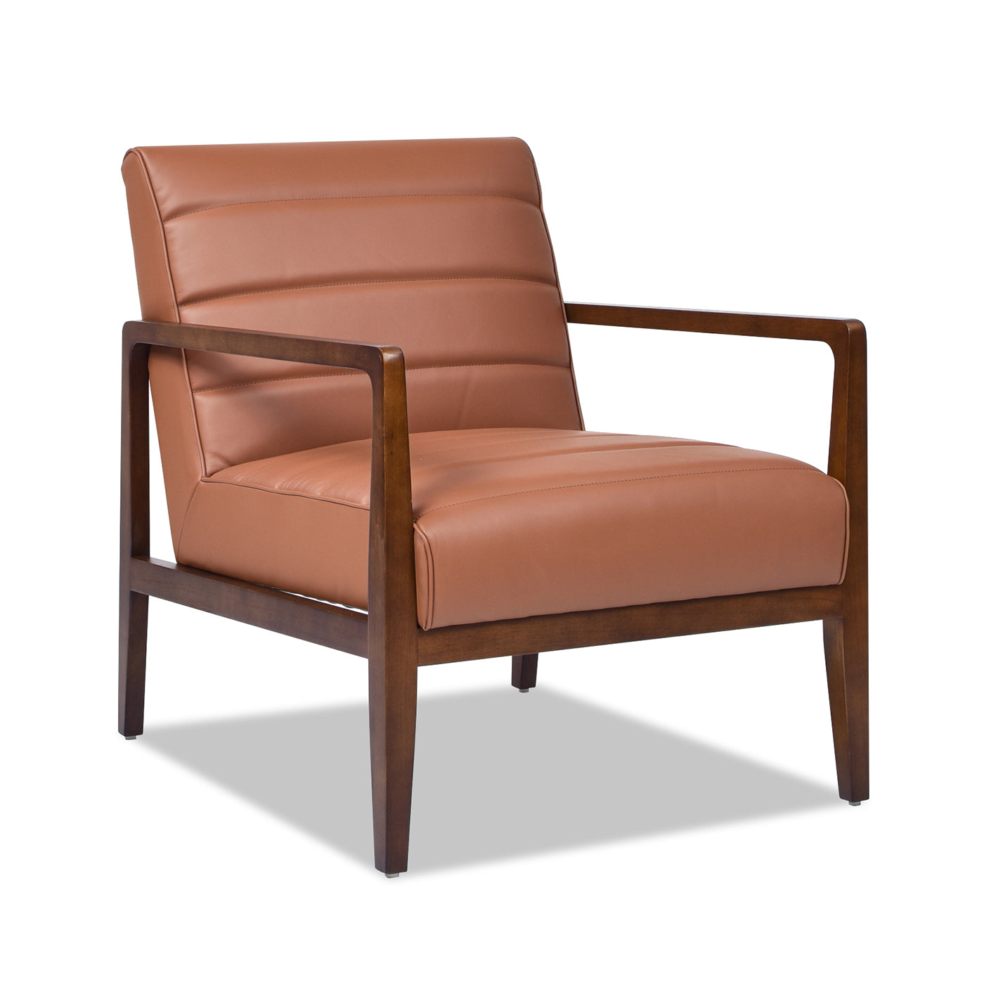 Kenneth 28" Modern Transitional Lounge Accent Chair, Leather&Faux Leather Brown Foam Leather