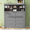 Queen Size Murphy Bed Wall Bed With Top Shelves & Usb,Gray Queen Gray Plywood