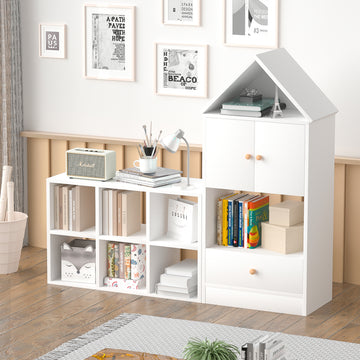 Versatile Children'S Bookshelf With House Shaped Design, Multi Functional Storage For Books And Toys, Adjustable Placement, Durable Kids Organizer For Playroom Or Bedroom Easy Assembly & Safe For