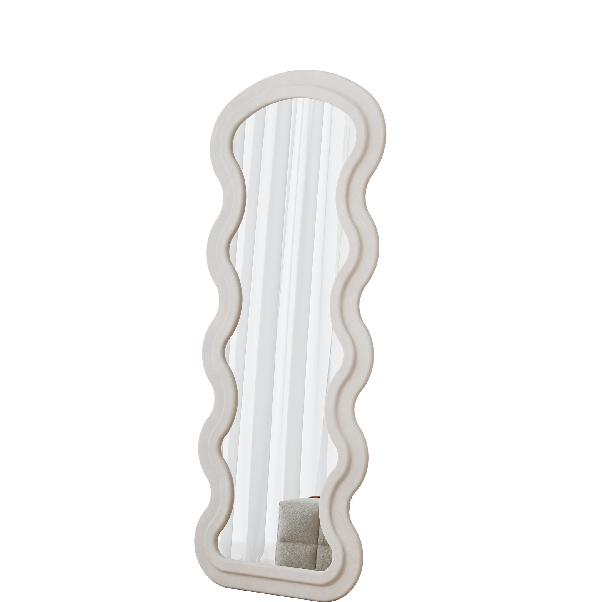 Cream White Mirror Cream White Metal Synthetic Wood Mirror