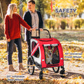 Aosom 2 In 1 Pet Bike Trailer For Small Dogs, Road Visibility Bicycle Stroller, Weather Strong Bike Wagon Trailer Sidecar Attachment, Red Red Steel
