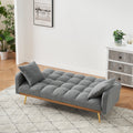 69 Inch Grey Sofa Bed With Adjustable Sofa Teddy Fleece 2 Throw Pillows Gray Fabric 2 Seat