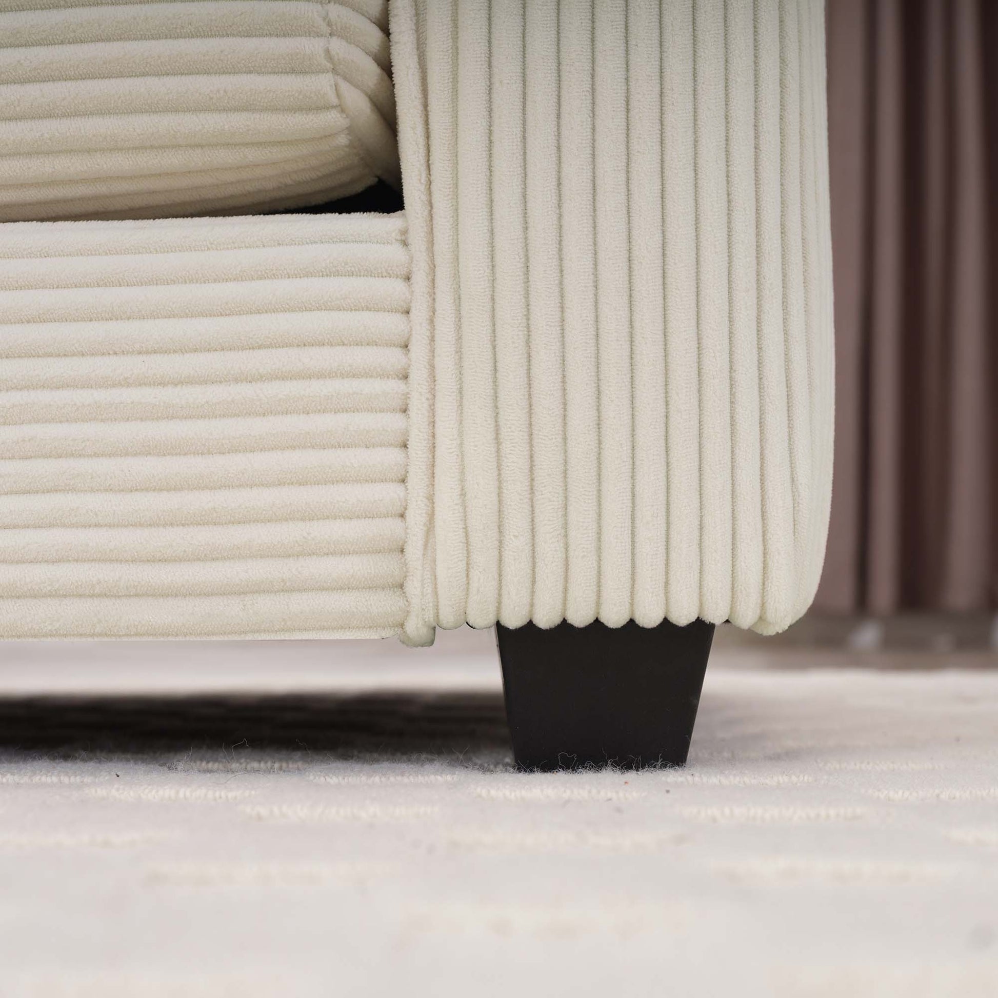 Corduroy Two Seater Sofa With 1 Footrest, L Shaped 2 Seater Sofa With Ottoman For Small Living Spaces, Light Beige Corduroy Sofa Beige Corduroy 2 Seat