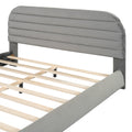 Queen Size Velvet Upholstered Platform Bed,Solid Frame And Stylish Curve Shaped Design, Gray Queen Gray Velvet