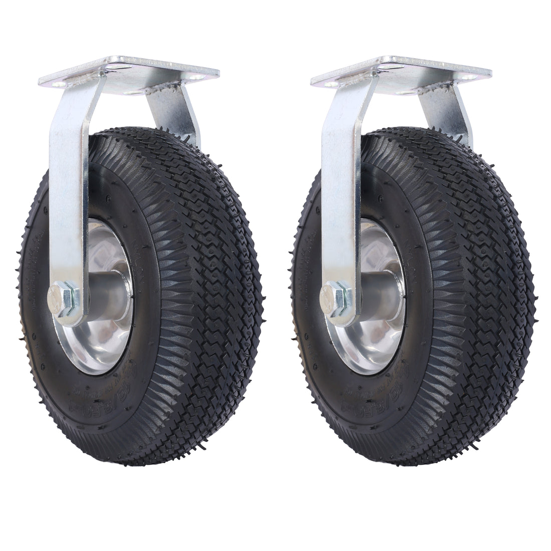 4Pcs 10In Caster Pneumatic Tire 2Pcs Swivel 2Pcs Rigid , Caster Wheel, Swivel Plate, Steel Hub With Ball Bearings, 5 8 Inch Bore Centered Axle Black Black Rubber