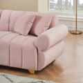 89 Inch Spring Wrapped Cushions, 3 Flannelette Sofas, Stylish Metal Feet And 4 Throw Pillows Make For A Modern Living Room Bedroom Pink Velvet 3 Seat