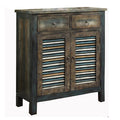 Antique Oak And Teal 2 Door Console Table Oak Primary Living Space Vintage Drawers Rectangular Wood
